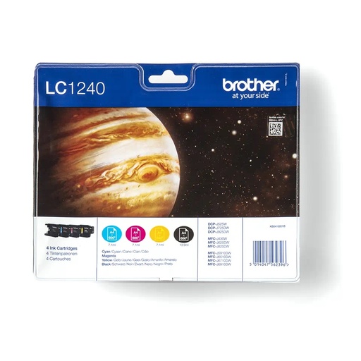 [13312] [LC1240VALBP] BROTHER MFCJ6510DW/MFCJ6710DW/MFCJ6910DW, Pack 4 Cartuchos. 600 pag BK/C/M/Y.