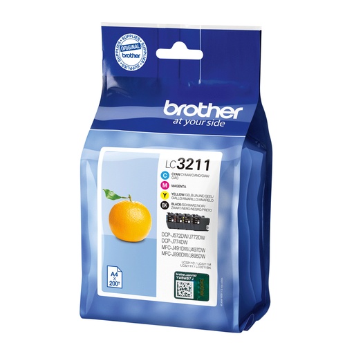[34200] [LC3211VAL] BROTHER Pack de 4 cartuchos de tinta negro, cian, magenta y amarillo BROTHER LC3211VAL