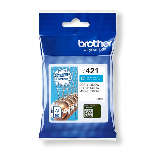 [43996] [LC421C] BROTHER Cartucho de tinta cian LC421C para DCP-J1050DW / DCP-J1140DW / MFC-J1010DW
