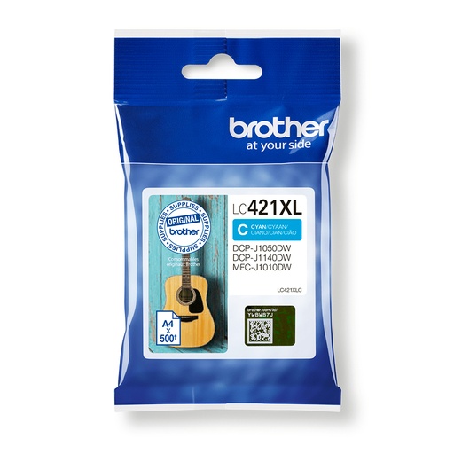 [44001] [LC421XLC] BROTHER Cartucho de tinta cian de larga duracion LC421XLC para DCP-J1050DW / DCP-J1140DW / MFC-J1010