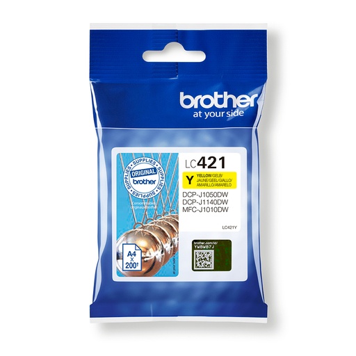 [43998] [LC421Y] BROTHER Cartucho de tinta amarillo LC421Y para DCP-J1050DW / DCP-J1140DW / MFC-J1010DW