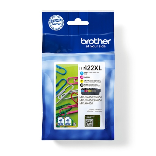 [45758] [LC422XLVAL] BROTHER Pack 4 cartuchos MFCJ5340DW (BK/C/M/Y)Larga duracion