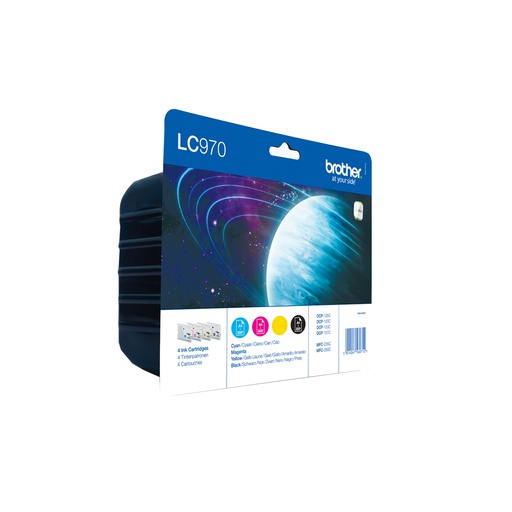 [11517] [LC970VALBP] BROTHER Pack cartuchos Negro, Cian, Magenta y Amarillo   MFC/DCP-135/150C/235C/260C (300 pag.)