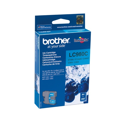 [12269] [LC980C] BROTHER  Cartucho de tinta cian    DCP-145C/DCP-165C, , 260 paginas
