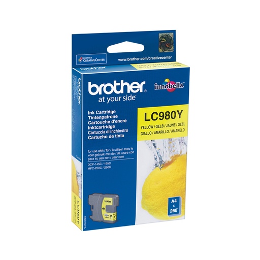 [12271] [LC980Y] BROTHER Cartucho tinta  Amarillo DCP-145C/DCP-165C, , 260 paginas