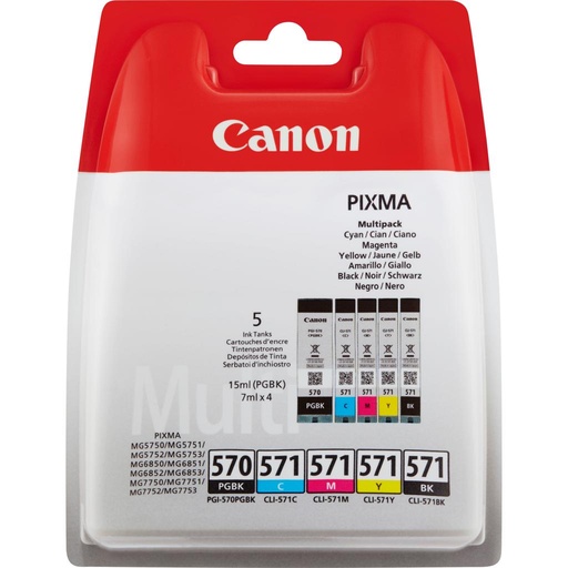 [32588] [0372C004] Canon MG5750/MG6850/MG7750 Pack 4 colores, Negro PGI-570 + Colores CLI-571 CMY