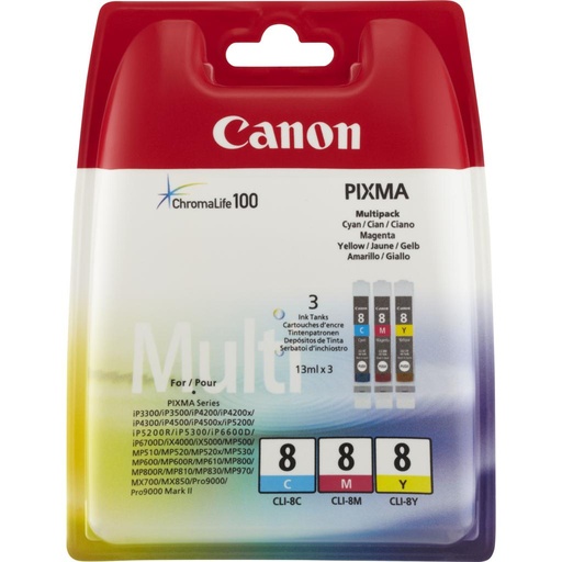 [30972] [0621B029] Canon BJ-W 8500 Pack 3 Cartuchos Cian/Magenta/Amarillo