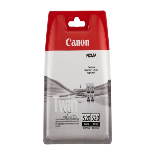 [55537] [2932B012] Canon Cartucho PGI-520BK Twin Pack, Negro, PIXMA MX870 PIXMA MX860 PIXMA IP3600 PIXMA MP630