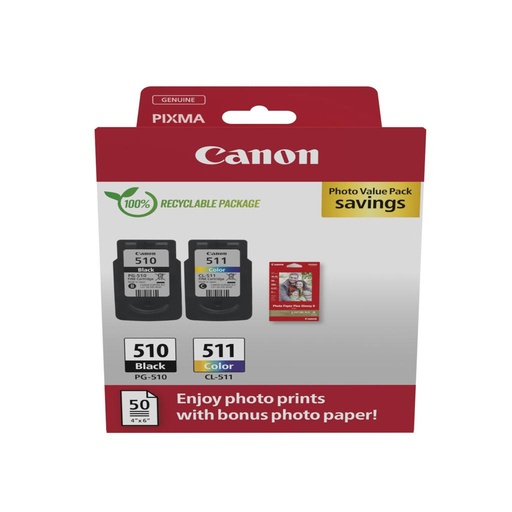 [63606] [2970B017] CANON Pack PG510/CL511 Photo Value Pack ECO