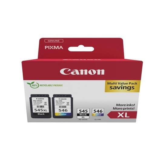 [58875] [8286B012] CANON Pack 2 PG545XL/CL546XL: Photo Value Pack ECO + 50h papel Photo 10x15 ECOPACK carton con alarma