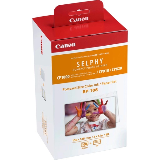 [34111] [8568B001] CANON kit de casete con cinta de impresion y papel RP-108 para ELPHY CP1000, CP1200, CP910