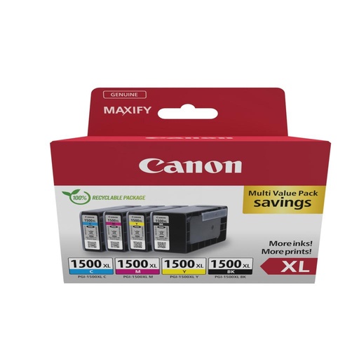 [58917] [9182B010] CANON Pack 4 colores PGI-1500XL Maxify MB2050 MB2350 Alta capacidad ECOPACK