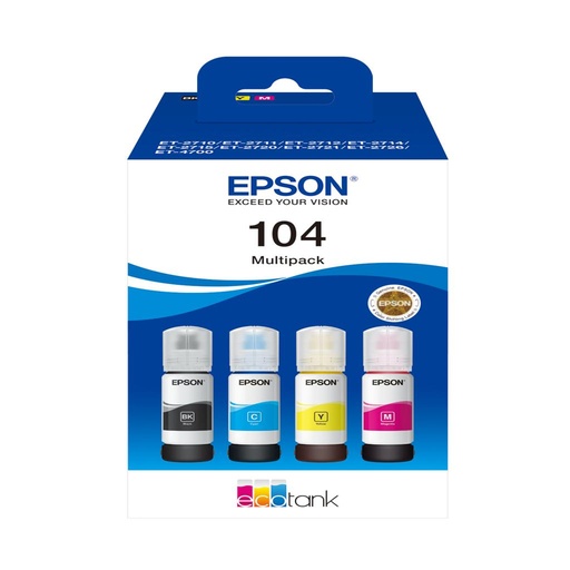 [40627] [C13T00P640] EPSON Tinta 104 EcoTank 4-colour Multipack (WE)