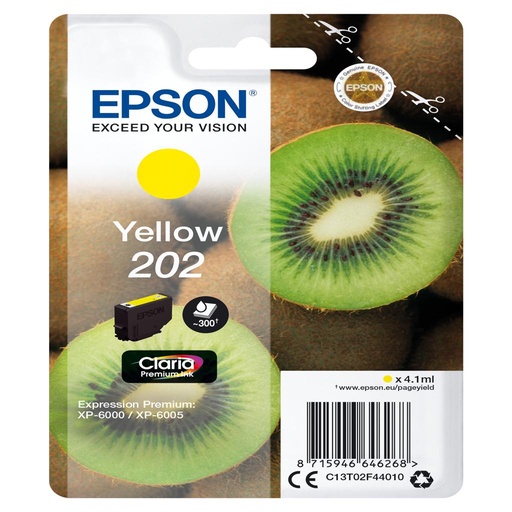 [34037] [C13T02F44010] EPSON Singlepack Yellow 202 Claria Premium Ink