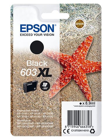 [37529] [C13T03A14020] EPSON tinta negra XL Estrella de mar 1 tinta 603XL RF / AM Single