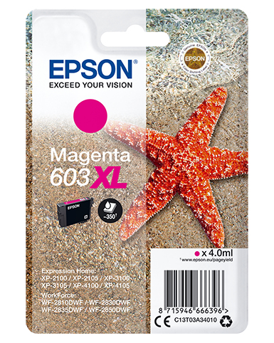 [37532] [C13T03A34010] EPSON tinta Magenta XL Estrella de mar 1 tinta 603XL No Tag Single