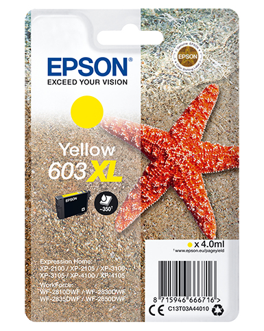 [37535] [C13T03A44020] EPSON tinta amarilla XL Estrella de mar 1 tinta 603XL RF / AM Single