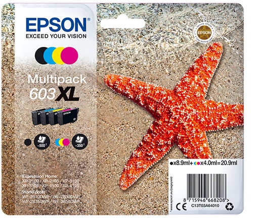 [37536] [C13T03A64010] EPSON tinta MultiPack XL Estrella de mar 4 tintas 603XL No Tag Multi