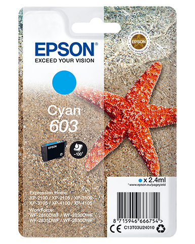 [37519] [C13T03U24020] EPSON tinta Cyan Std Estrella de mar 1 tinta 603 RF / AM Single