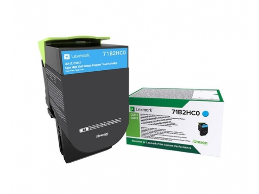 [35355] [71B2HC0] Lexmark CS/CX 417, 517 Cartucho de toner cian Alto Rendimiento Retornable