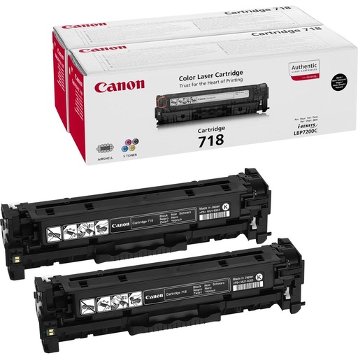 [13619] [2662B005] Canon LBP-7200CDN MF-8330/8350CDN, Toner Negro 718BK (PACK 2)