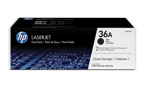 [19519] [CB436AD] HP Laserjet P1505/M1522/M1120 Toner negro Pack-2