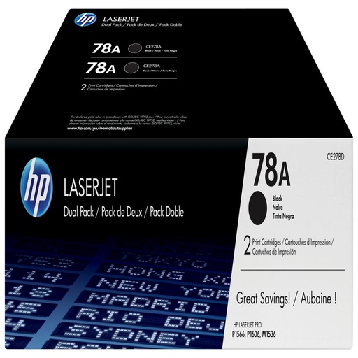 [15031] [CE278AD] HP Laserjet P1566 Toner Negro nº78A (Pack 2)
