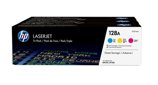 [18772] [CF371AM] HP TONER LASER TRICOLOR 128A PACK 3