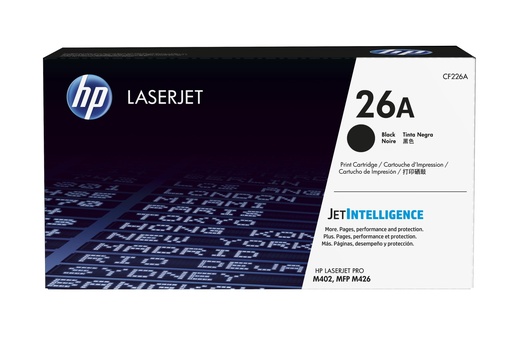 [30802] HP LaserJet Pro M402/426 Toner Negro nº26A 3.100 paginas Capacidad estandar