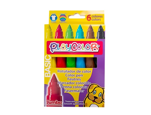 [173378] Rotulador playcolor maxi jumbo basic caja de 6 unidades colores surtidos