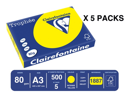 [173139] Papel color trophee a3 80gr sol intenso paquete de 500 hojas