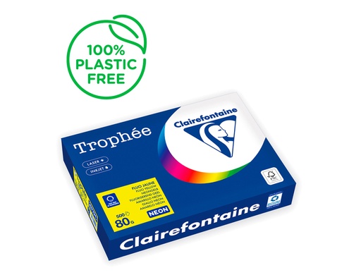 [173127] Papel color trophee a4 80gr amarillo neon paquete de 500 hojas