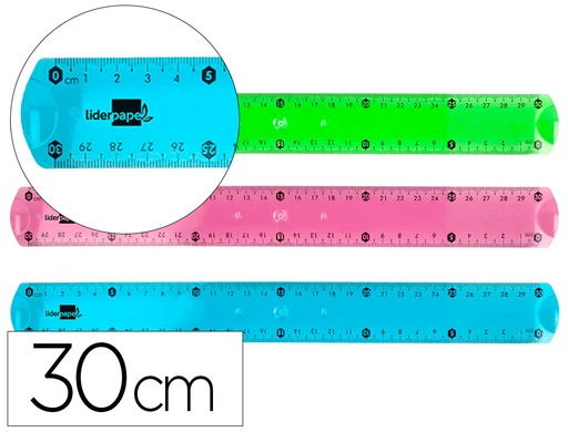[169694] Regla liderpapel plastico flexible 30 cm colores surtidos