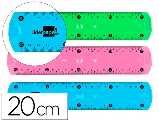 [169693] Regla liderpapel plastico flexible 20 cm colores surtidos
