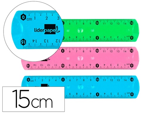 [169692] Regla liderpapel plastico flexible 15 cm colores surtidos