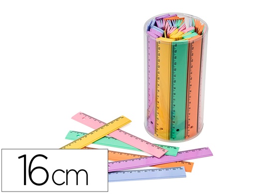 [164605] Regla faibo plastico 16 cm bote de 100 unidades colores surtidos