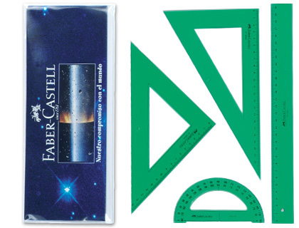 [97998] Juego escuadra y cartabon petaca faber castell metacrilato color verde