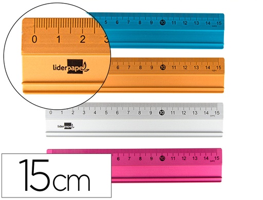 [48660] Regla liderpapel 15 cm aluminio colores surtidos