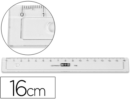 [29690] Regla m+r 16 cm plastico transparente con bisel