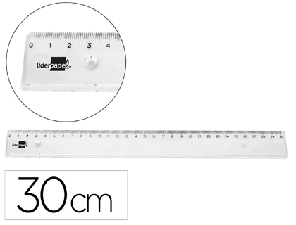 [11348] Regla liderpapel plastico irrompible transparente 30 cm