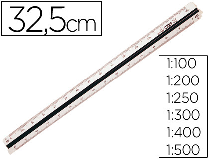 [2857] Escala m+r 1632.20 1:100-200-250-300-400-500 30 cm estuche rigido color