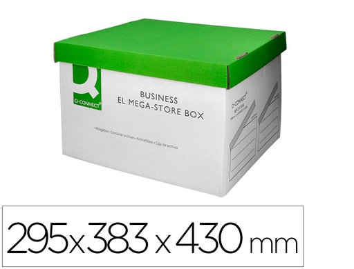 [77403] Cajon q-connect carton para 4 cajas archivo definitivo folio montaje automatico medidas interior 295x383x430mm