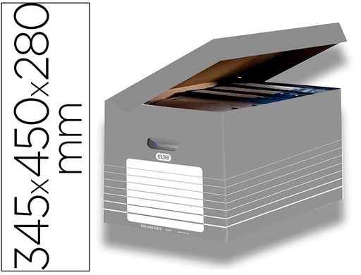 [26677] Cajon elba carton color gris para 5 cajas archivo definitivo 345x450x280mm
