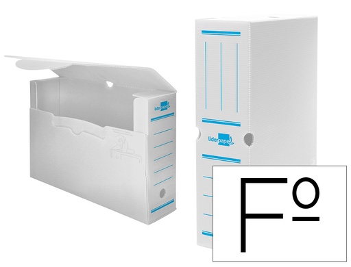 [16447] Caja archivo definitivo plastico liderpapel lomo 100 mm blanco 360x100x260 mm