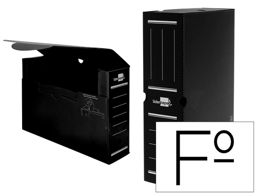 [16445] Caja archivo definitivo plastico liderpapel lomo 100 mm negro 360x100x260 mm