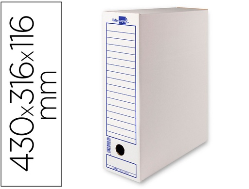 [15372] Caja archivo definitivo liderpapel 106 listados de ordenador carton reciclado 325g/m2 blanco 430x116x316 mm