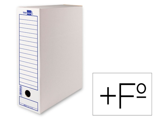[14310] Caja archivo definitivo liderpapel folio prolongado carton reciclado 325g/m2 lomo 116 mm blanco 388x116x275 mm