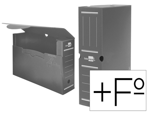 [11353] Caja archivo definitivo plastico liderpapel gris 387x275x105 mm