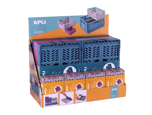 [170944] Caja almacenamiento apli plegable up north expositor de 26 unidades tamaños y colores surtidos