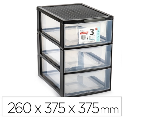 [164550] Cajonera plastiforte ebro 3 cajones color negro 260x375x375 mm